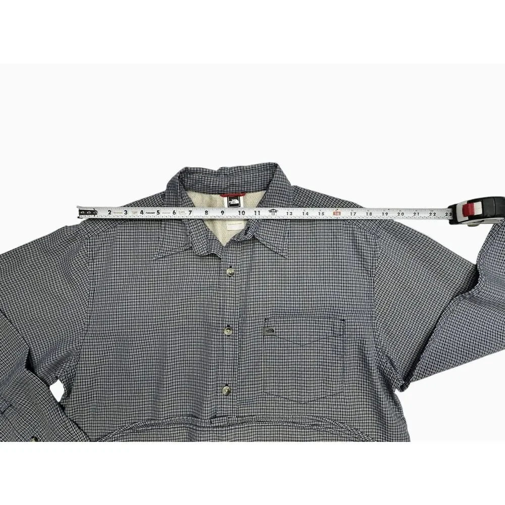 The North Face Button Down Blue Checkered Long Sleeve Outdoor Hiking Size Medium